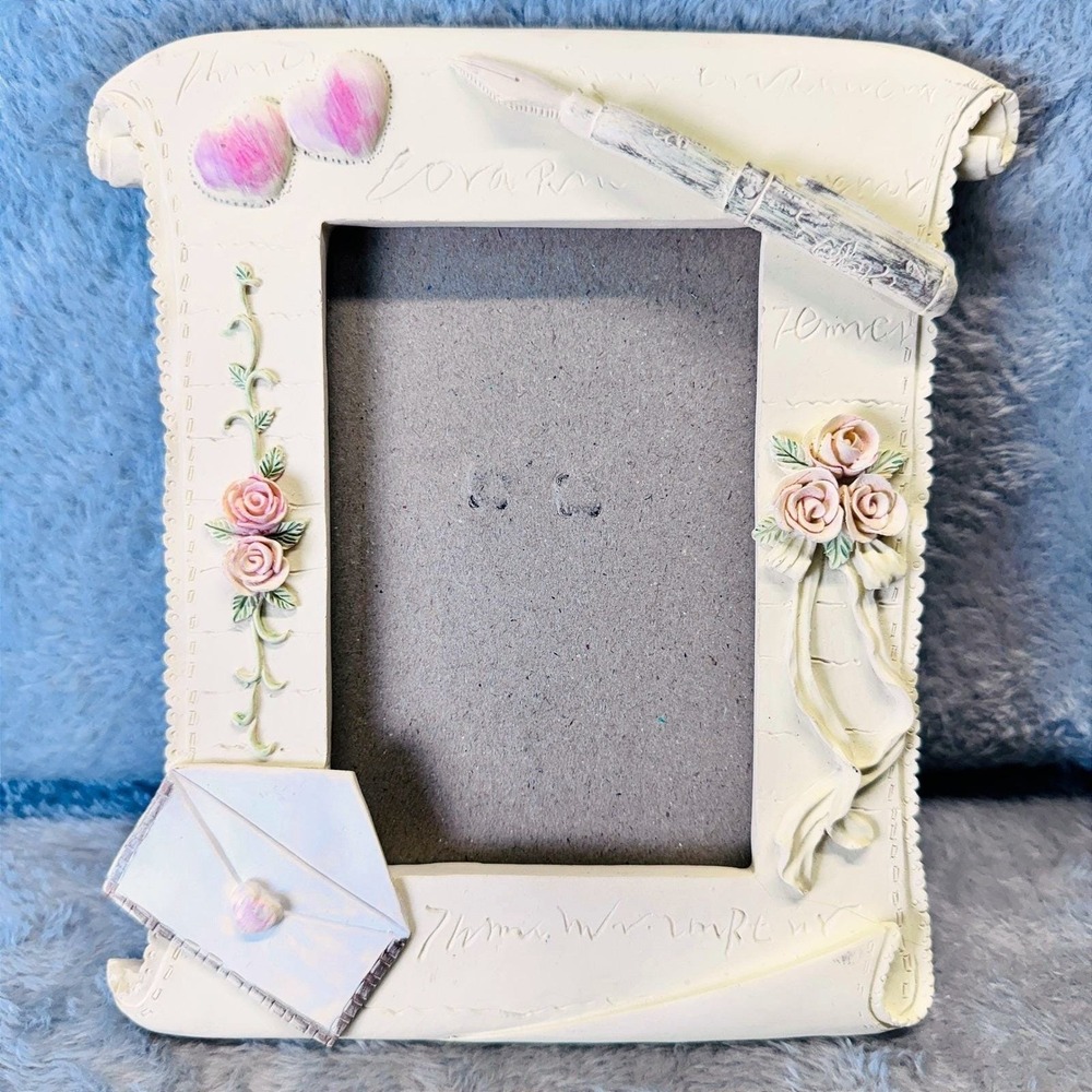 Photo Frame Cottagecore Coquette Girl Floral Roses Envelope Pen Scroll 4x6